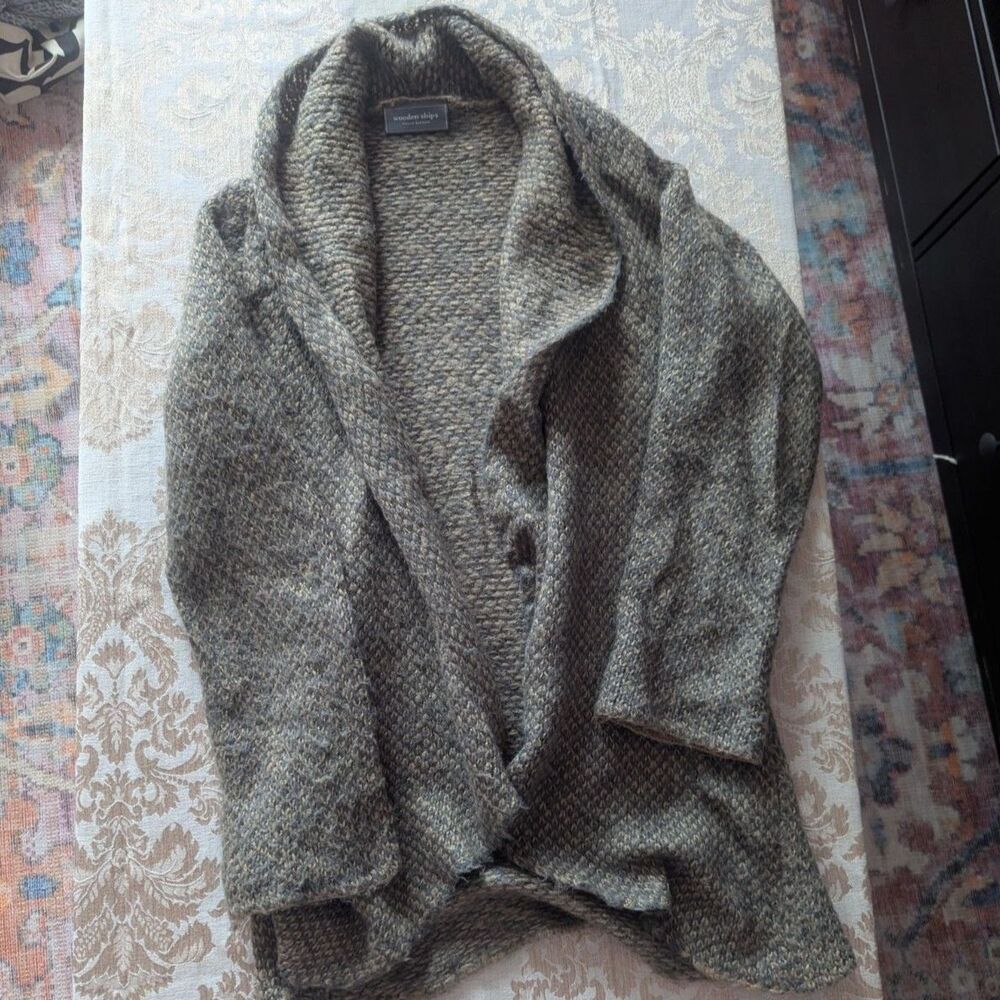 Wooden Ships Brown Dylan Mohair Open Front Cardigan Size Small / Medium